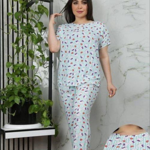 خرید عمده تیشرت شلوار نخی زنانه - ست تیشرت شلوار زنانه عمده